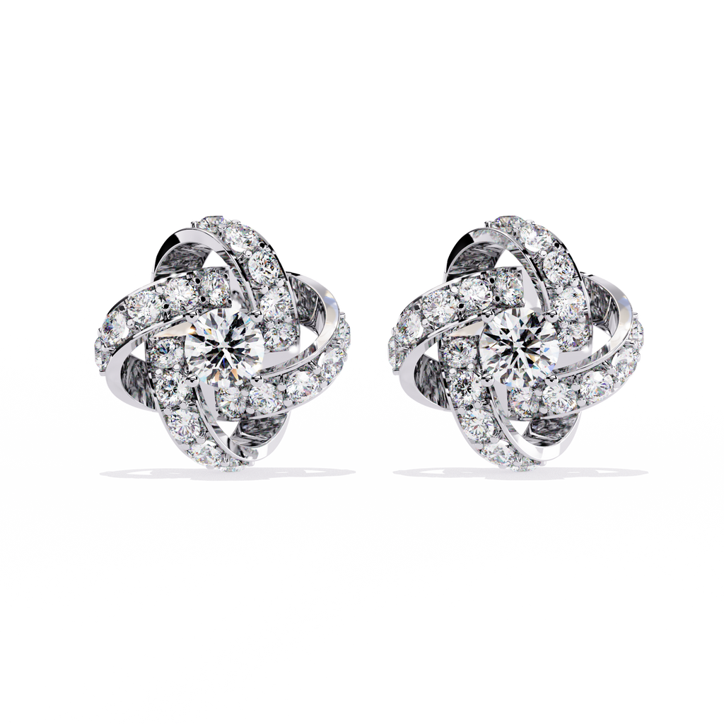 Exquisite Knot Design Sterling Silver & CZ Stud Earrings Jewelry By Azuni & Company