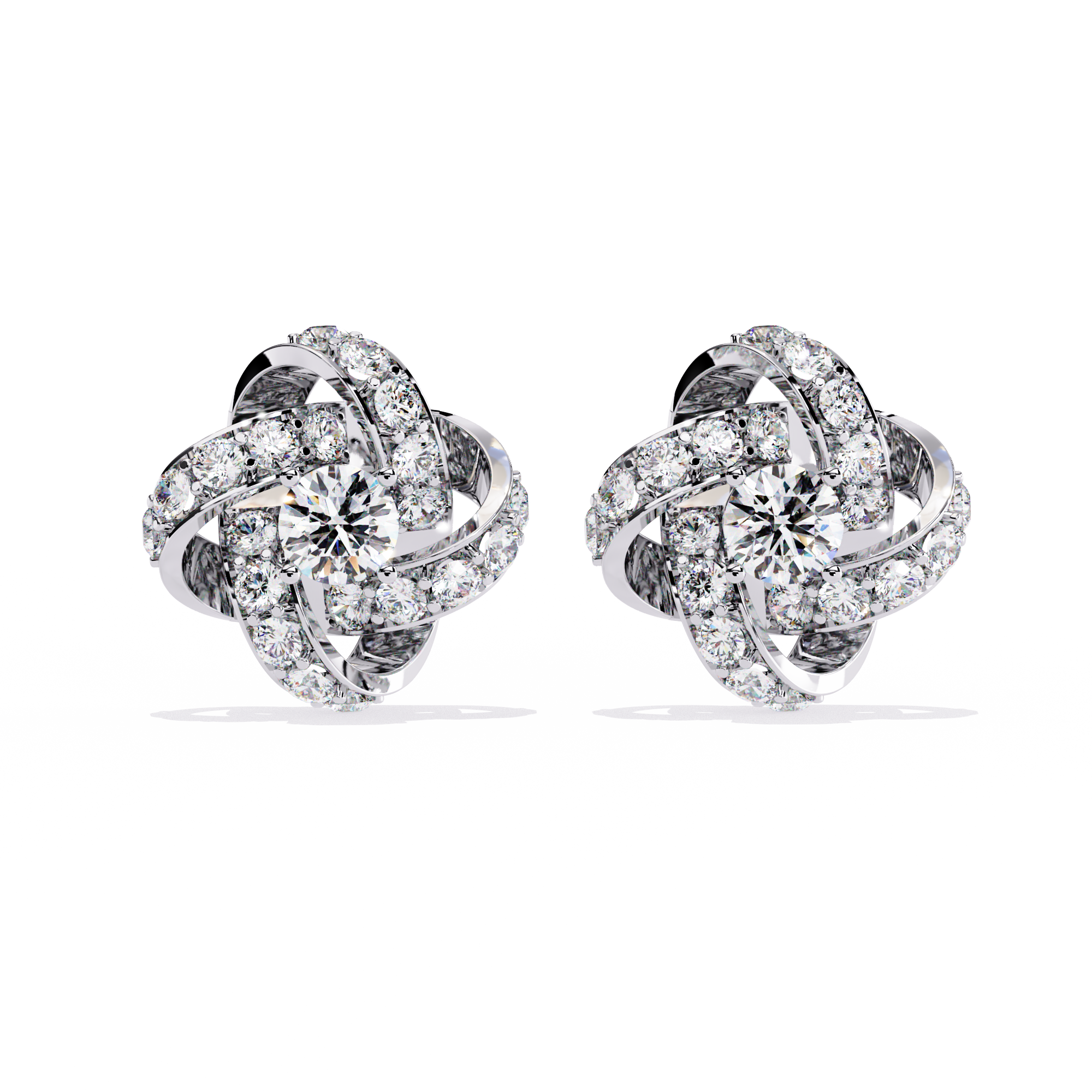 Exquisite Knot Design Sterling Silver & CZ Stud Earrings Jewelry By Azuni & Company