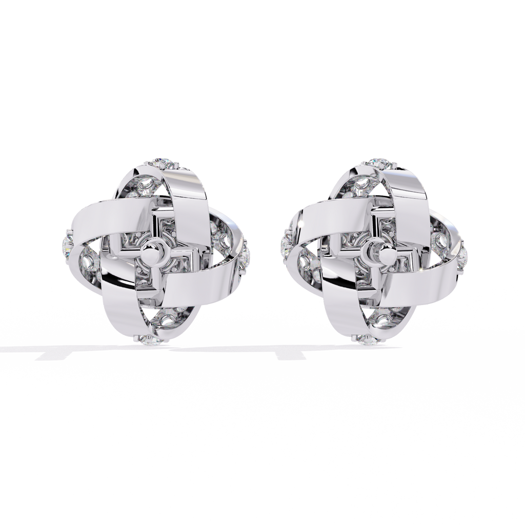 Exquisite Knot Design Sterling Silver & CZ Stud Earrings Jewelry By Azuni & Company