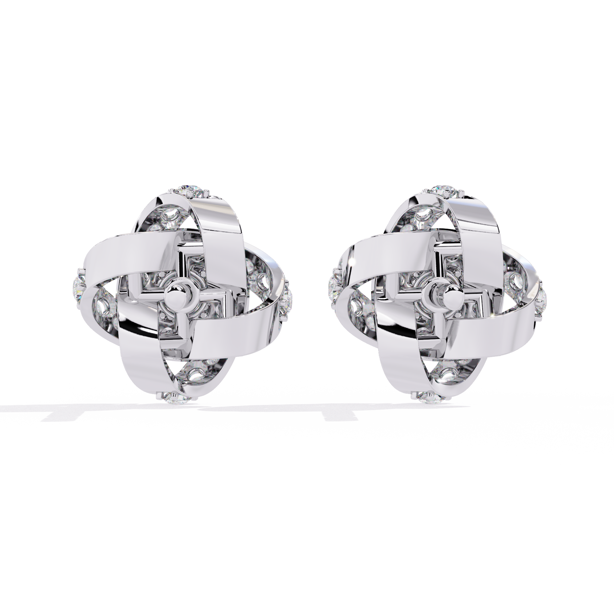 Exquisite Knot Design Sterling Silver & CZ Stud Earrings Jewelry By Azuni & Company