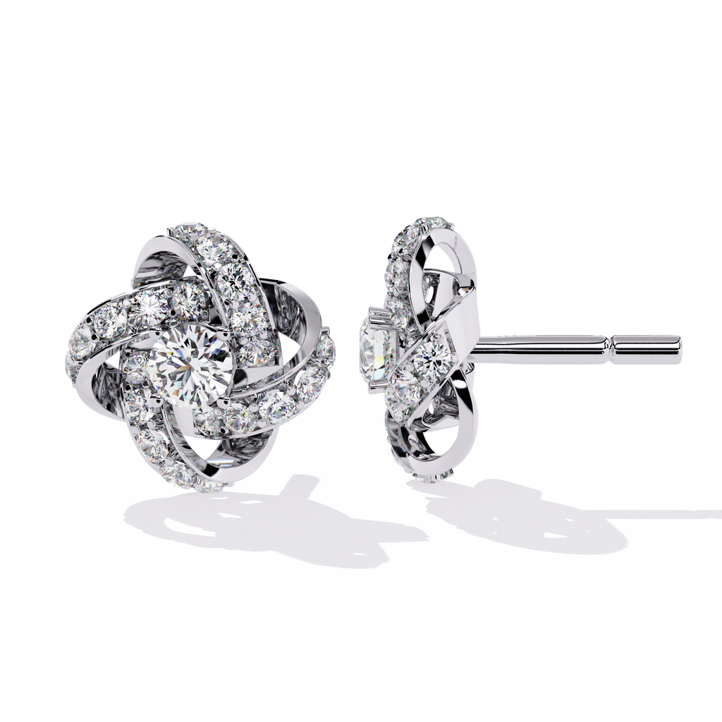 Exquisite Knot Design Sterling Silver & CZ Stud Earrings Jewelry By Azuni & Company
