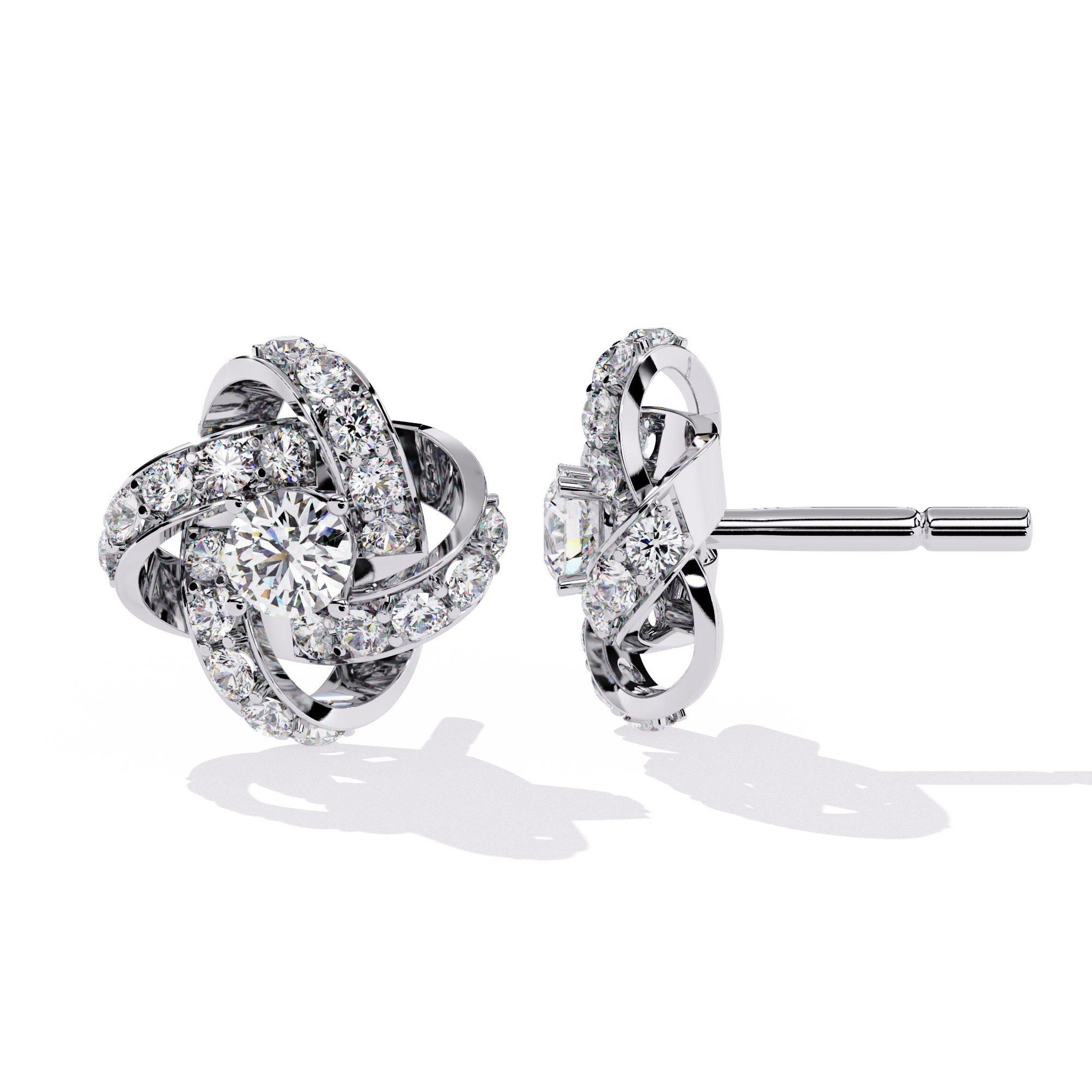 Exquisite Knot Design Sterling Silver & CZ Stud Earrings Jewelry By Azuni & Company