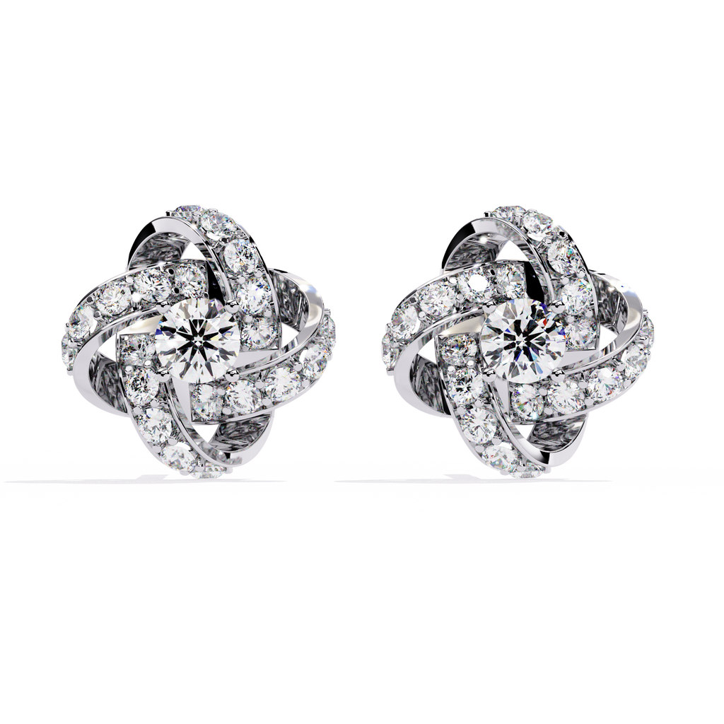 Exquisite Knot Design Sterling Silver & CZ Stud Earrings Jewelry By Azuni & Company