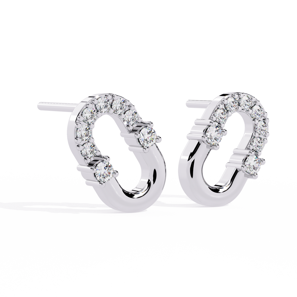 Dazzling CZ Pave Link Stud Earrings in 925 Sterling Silver Jewelry By Azuni & Company