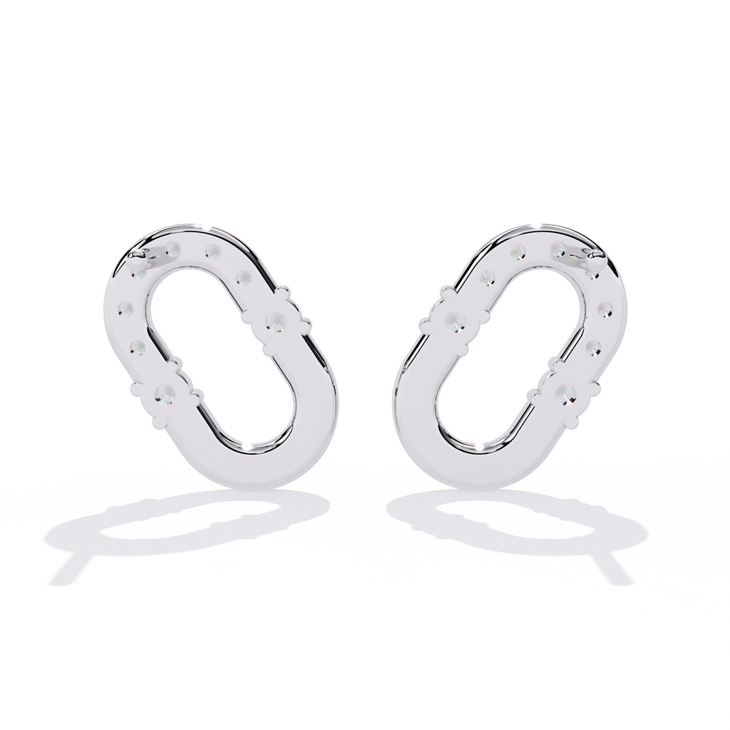 Dazzling CZ Pave Link Stud Earrings in 925 Sterling Silver Jewelry By Azuni & Company