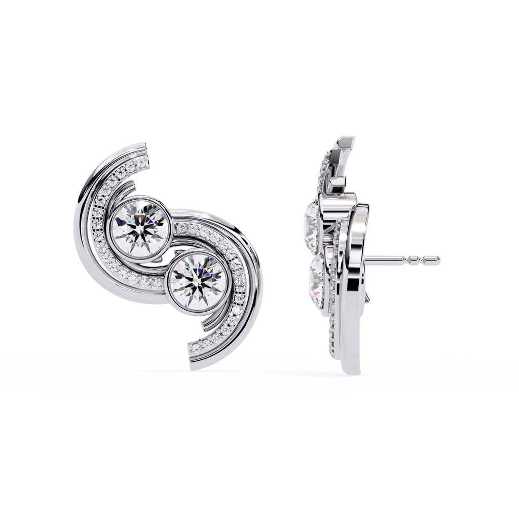 Sterling Silver & CZ Swirl Stud Earrings: A Touch of Modern Elegance Jewelry By Azuni & Company