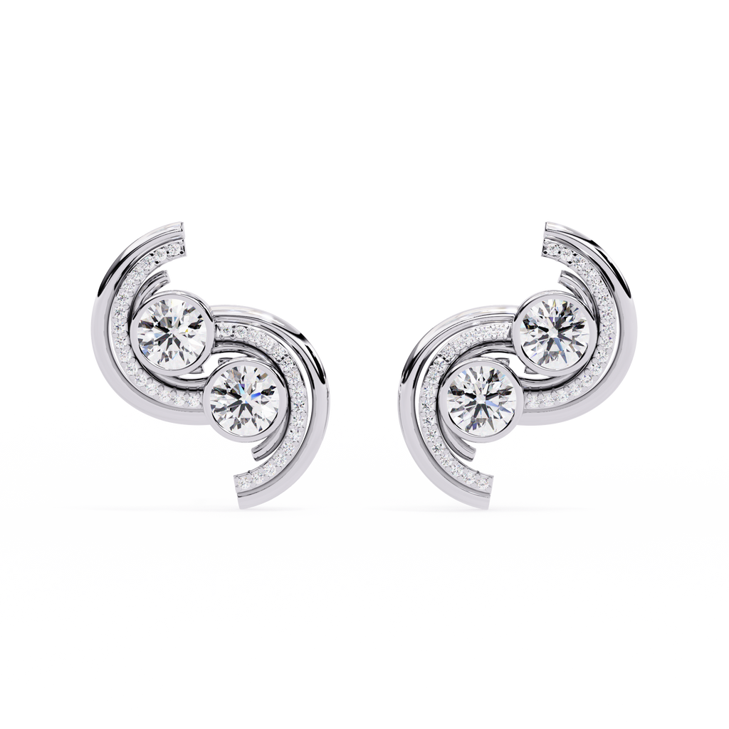 Sterling Silver & CZ Swirl Stud Earrings: A Touch of Modern Elegance Jewelry By Azuni & Company