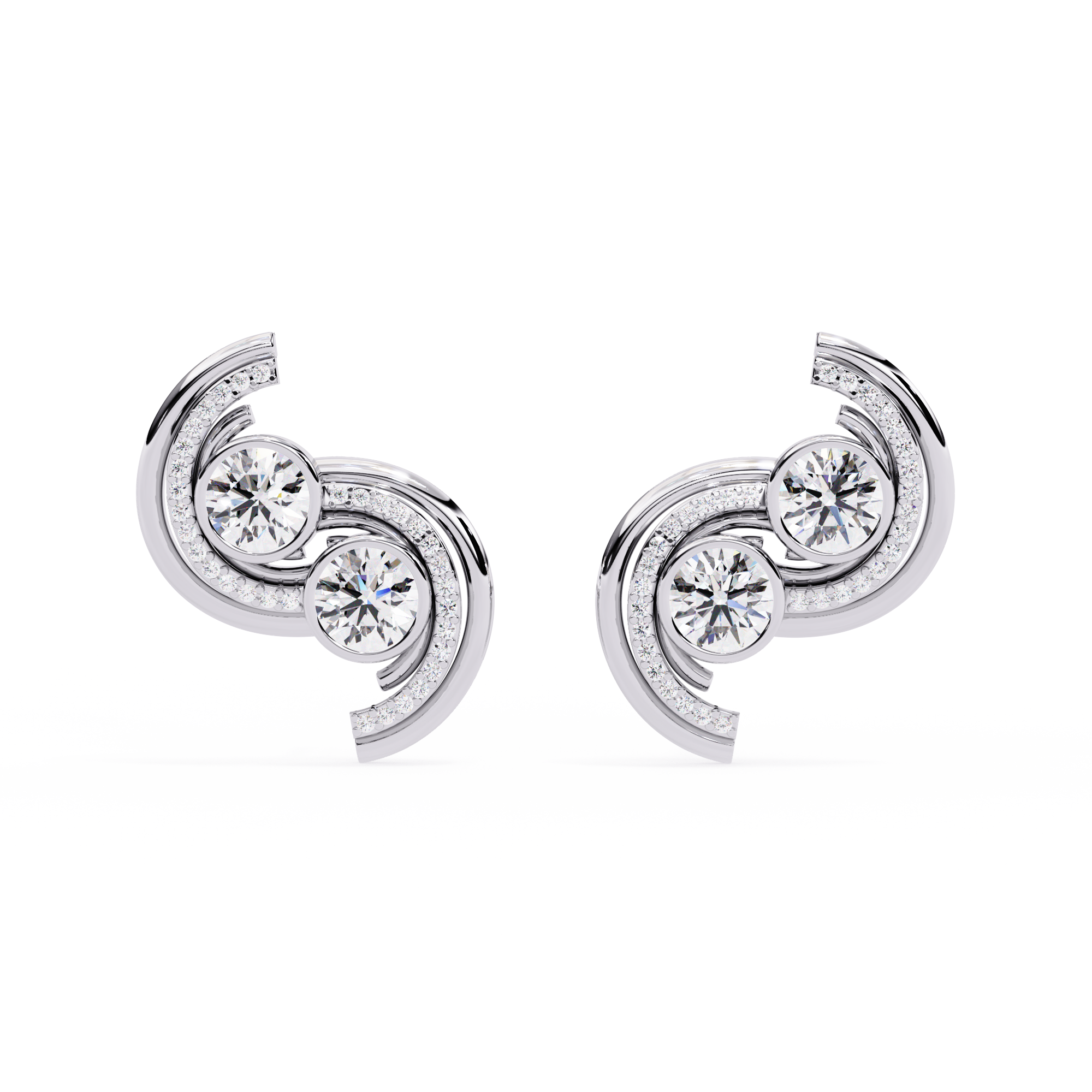 Sterling Silver & CZ Swirl Stud Earrings: A Touch of Modern Elegance Jewelry By Azuni & Company