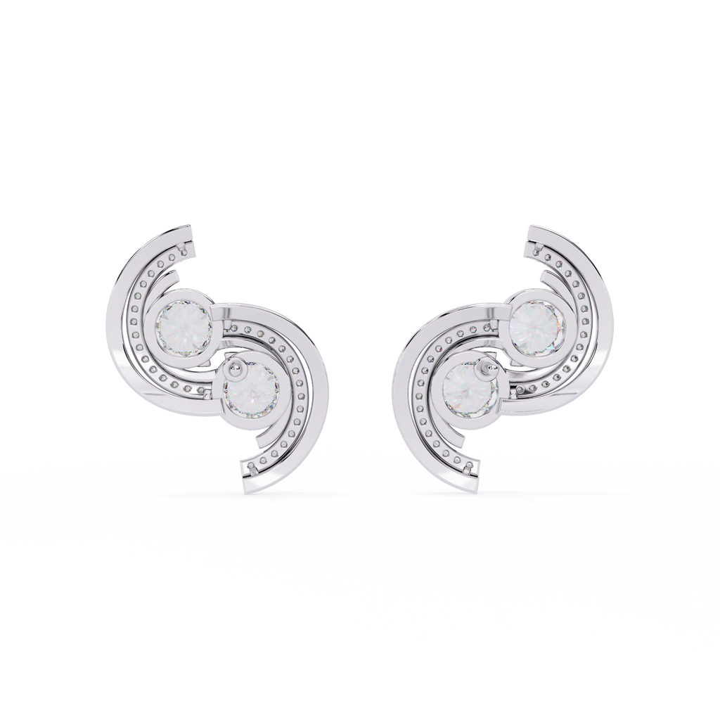 Sterling Silver & CZ Swirl Stud Earrings: A Touch of Modern Elegance Jewelry By Azuni & Company