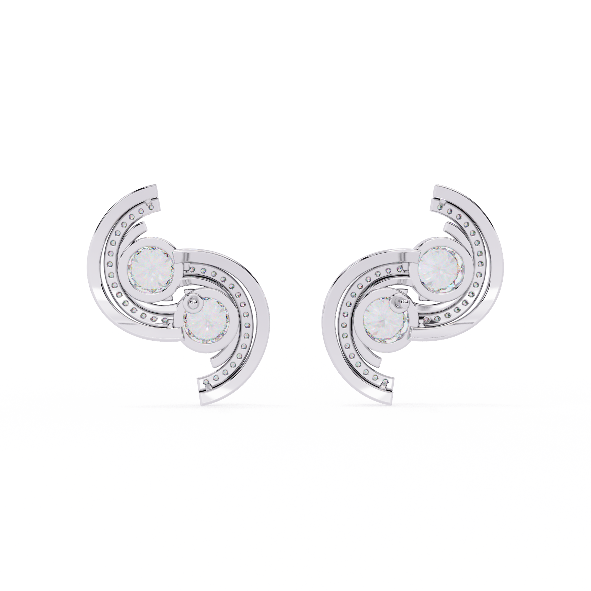 Sterling Silver & CZ Swirl Stud Earrings: A Touch of Modern Elegance Jewelry By Azuni & Company