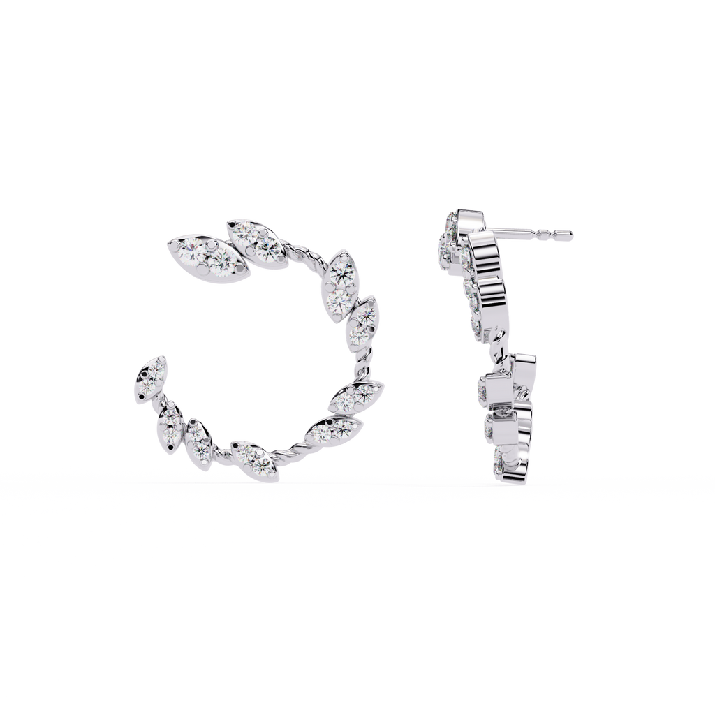 Dazzling Marquise CZ & Sterling Silver Open Hoop Earrings Jewelry By Azuni & Company