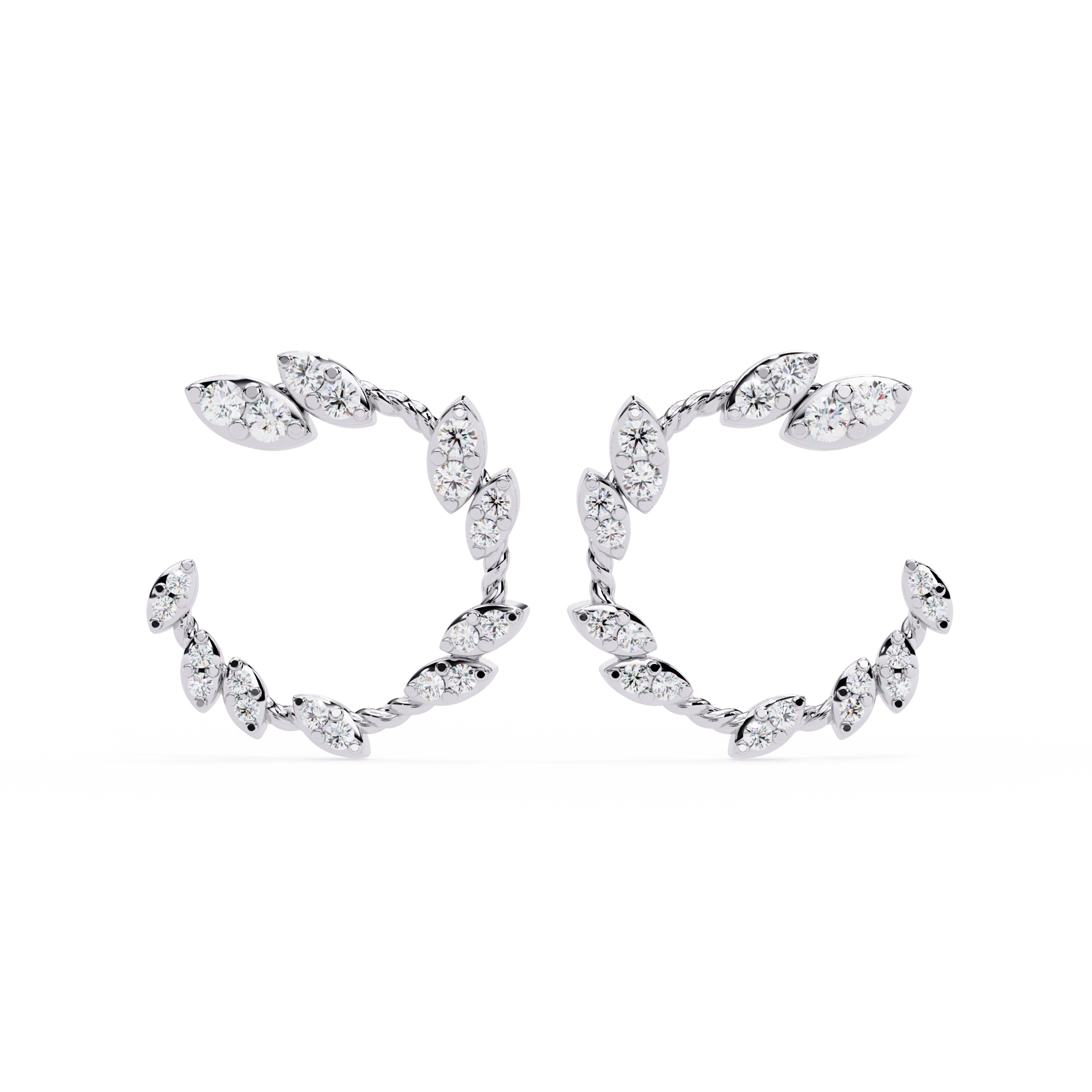 Dazzling Marquise CZ & Sterling Silver Open Hoop Earrings Jewelry By Azuni & Company