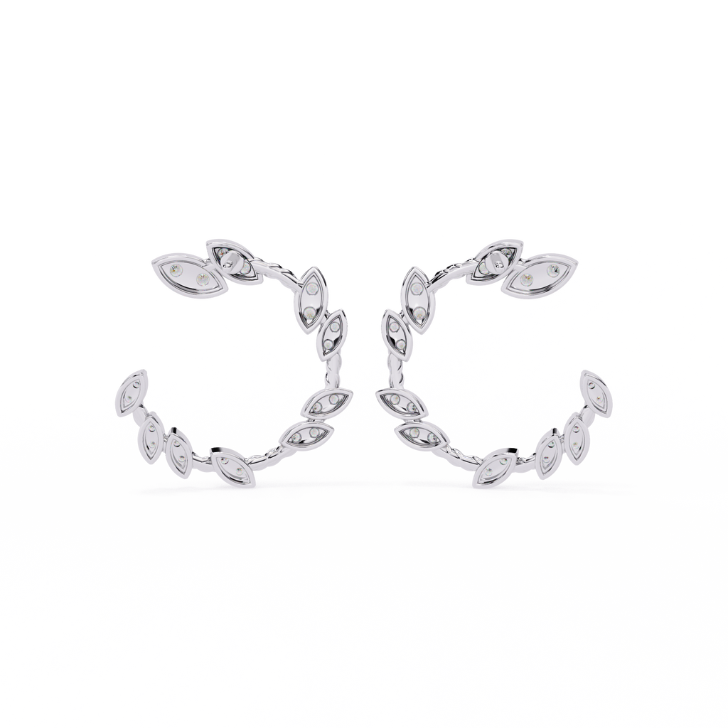 Dazzling Marquise CZ & Sterling Silver Open Hoop Earrings Jewelry By Azuni & Company