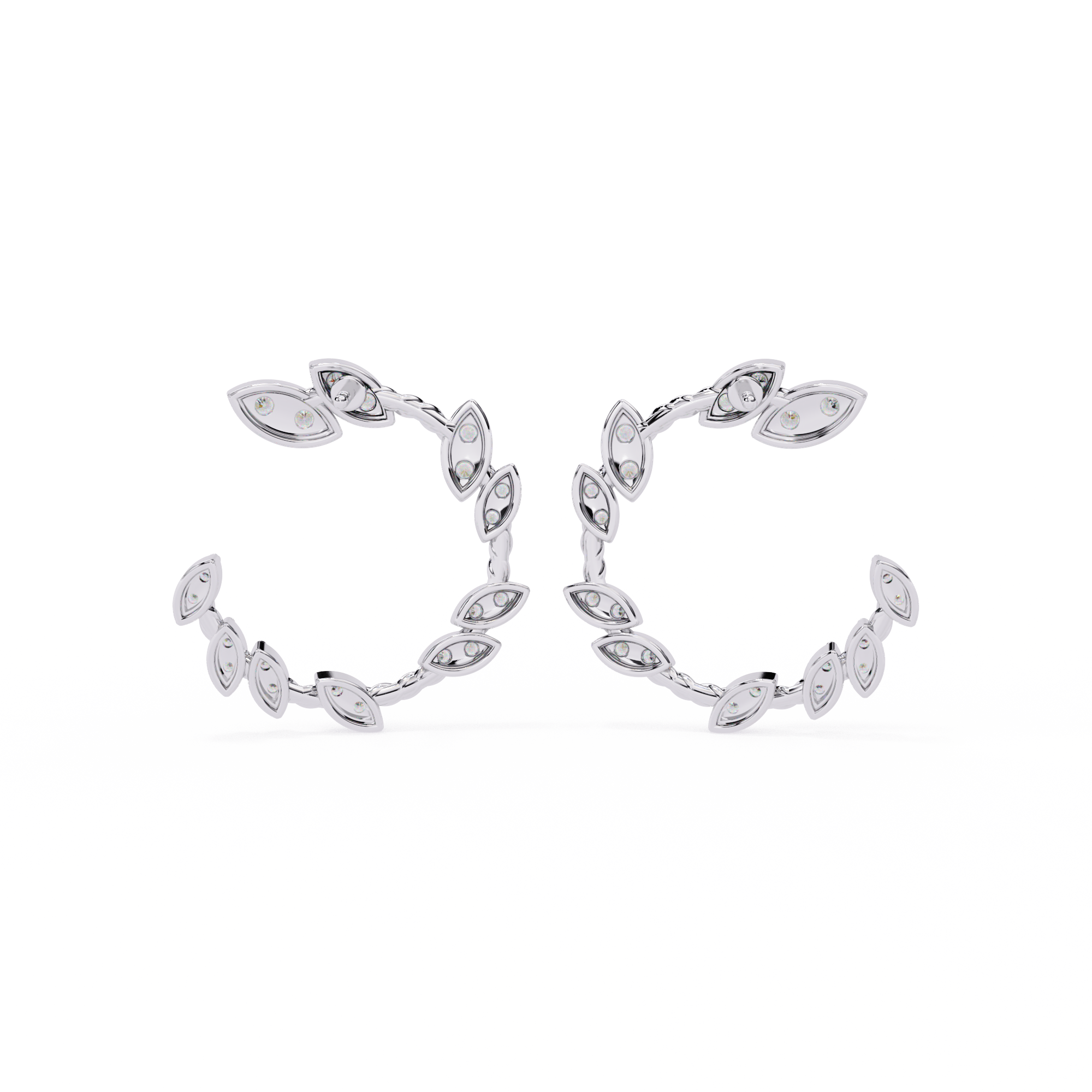 Dazzling Marquise CZ & Sterling Silver Open Hoop Earrings Jewelry By Azuni & Company