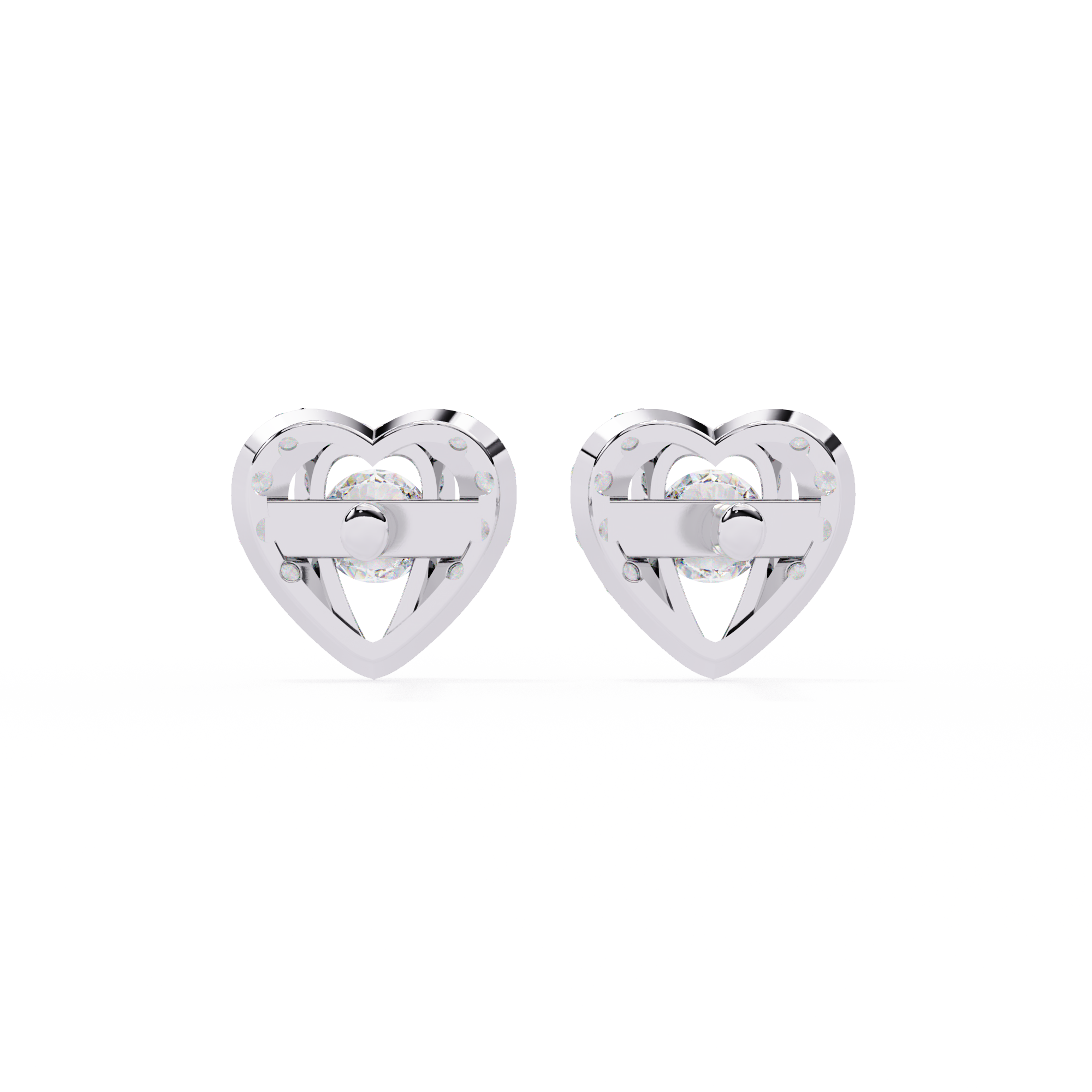 Dazzling Heart CZ Stud Earrings in 925 Sterling Silver | Love-Knot Diamond-Look Studs Jewelry Azuni & Company