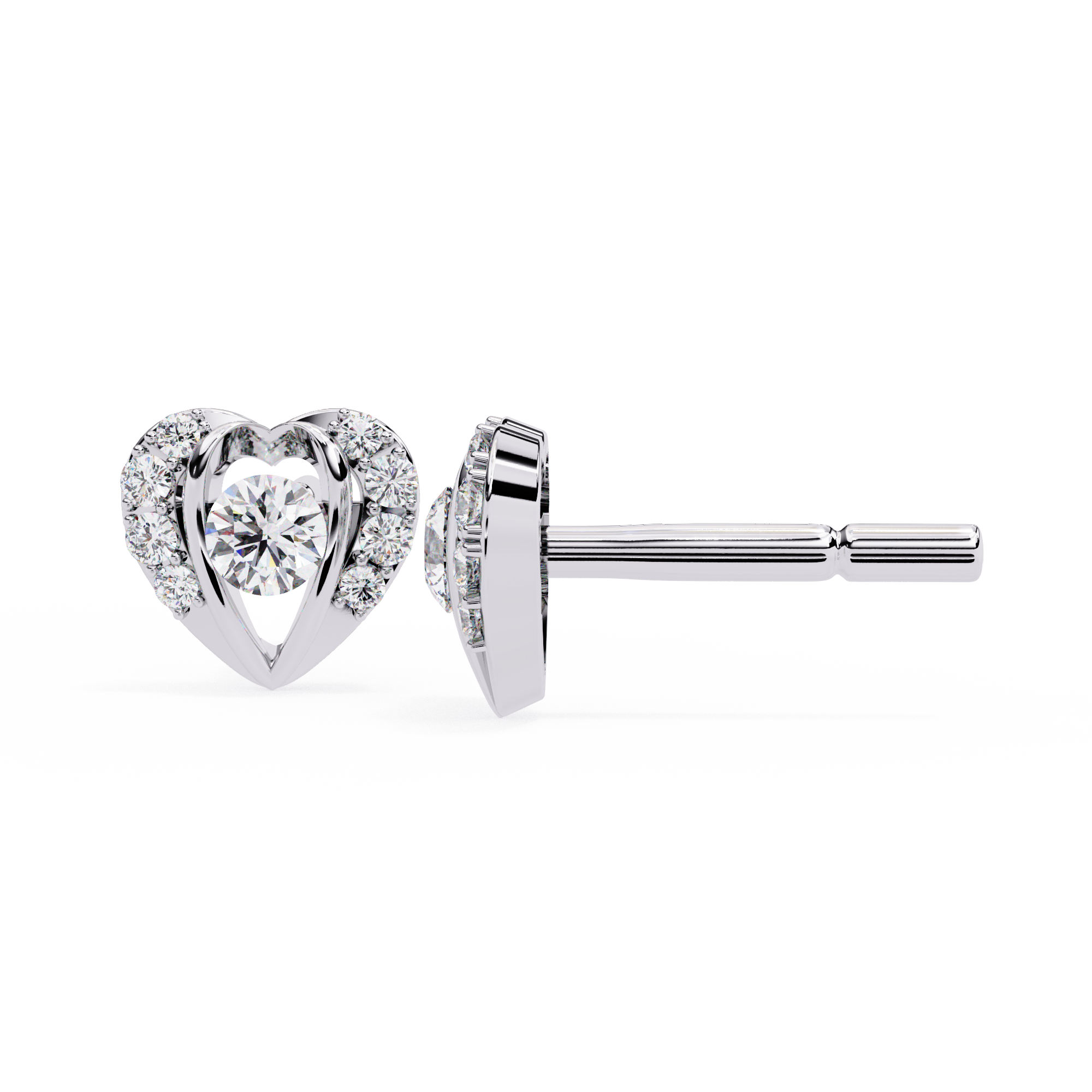 Dazzling Heart CZ Stud Earrings in 925 Sterling Silver | Love-Knot Diamond-Look Studs Jewelry Azuni & Company