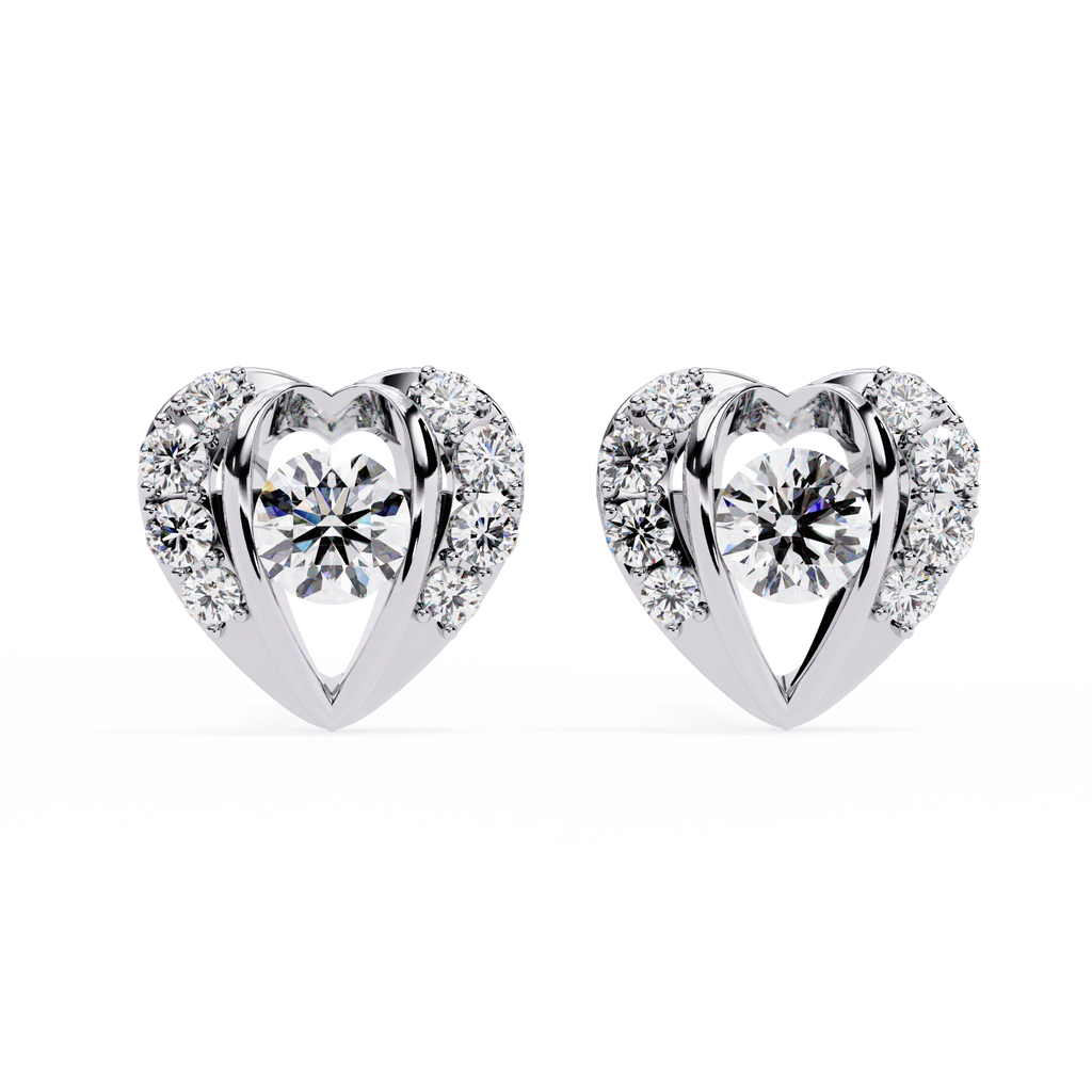 Dazzling Heart CZ Stud Earrings in 925 Sterling Silver | Love-Knot Diamond-Look Studs Jewelry Azuni & Company