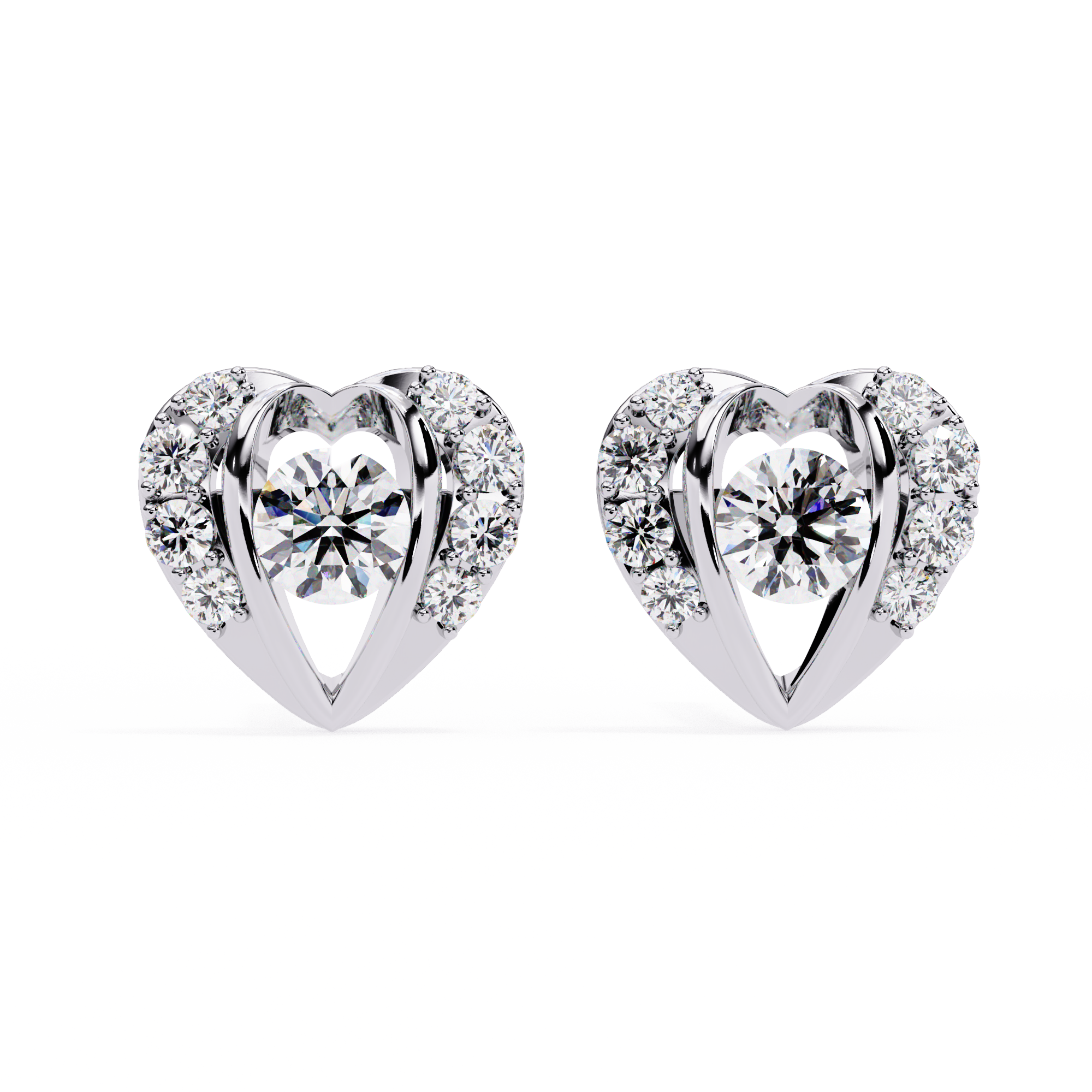 Dazzling Heart CZ Stud Earrings in 925 Sterling Silver | Love-Knot Diamond-Look Studs Jewelry Azuni & Company