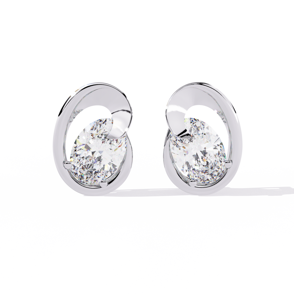 Elegant Oval-Cut CZ and Sterling Silver Stud Earrings Jewelry By Azuni & Company