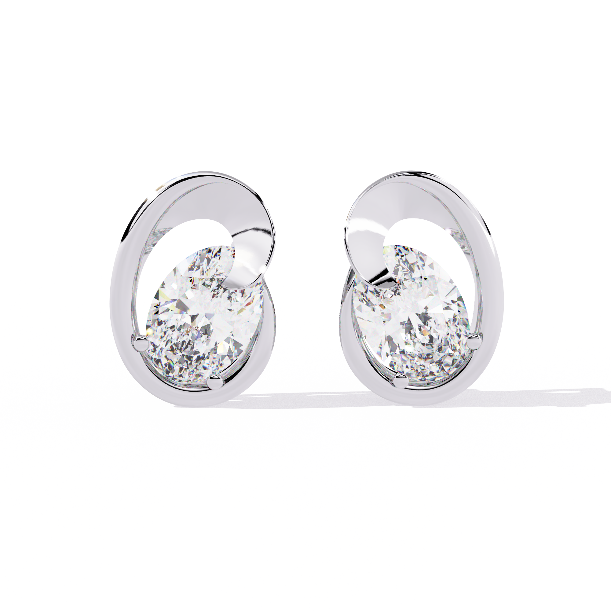 Elegant Oval-Cut CZ and Sterling Silver Stud Earrings Jewelry By Azuni & Company