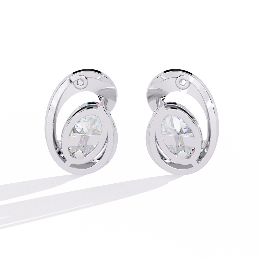 Elegant Oval-Cut CZ and Sterling Silver Stud Earrings Jewelry By Azuni & Company
