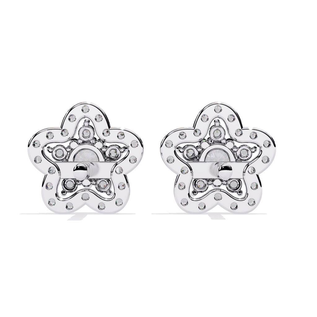 Exquisite Floral Diamond Cluster Stud Earrings Jewelry By Azuni & Company