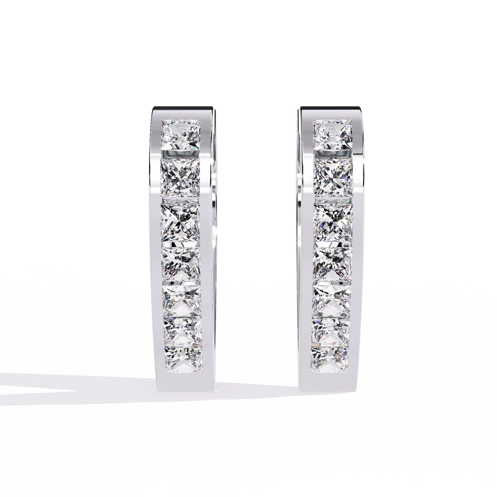 Dazzling Princess-Cut CZ Hoop Earrings in Sterling Silver Jewelry By Azuni & Company
