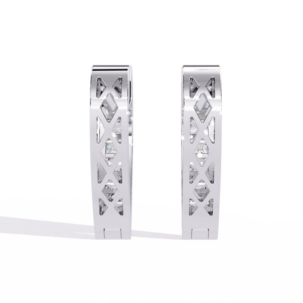 Dazzling Princess-Cut CZ Hoop Earrings in Sterling Silver Jewelry By Azuni & Company