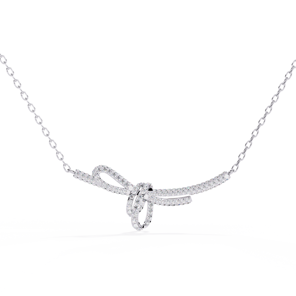 925 Sterling Silver Knot Necklace for Women – Dainty Bow Pendant with Cubic Zirconia, Adjustable Chain, Elegant Silver Jewelry Gift