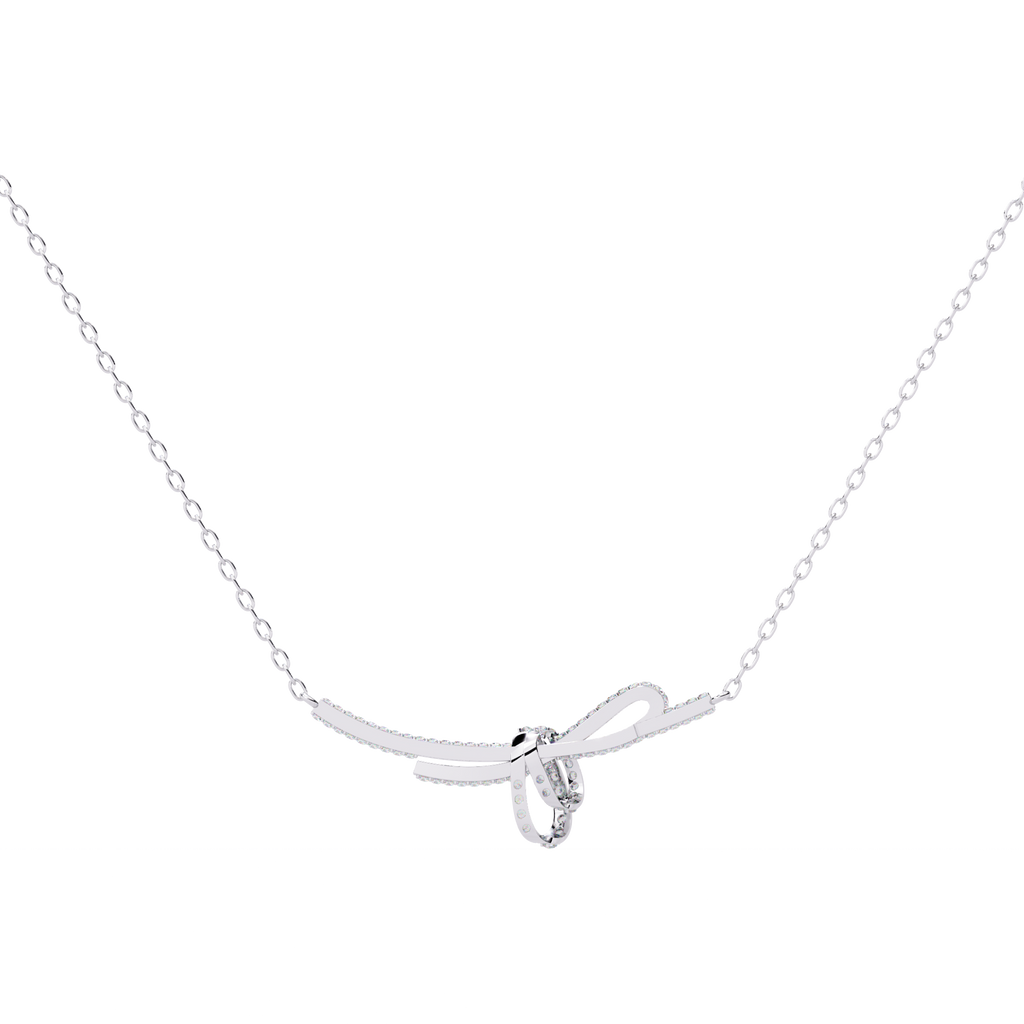 925 Sterling Silver Knot Necklace for Women – Dainty Bow Pendant with Cubic Zirconia, Adjustable Chain, Elegant Silver Jewelry Gift