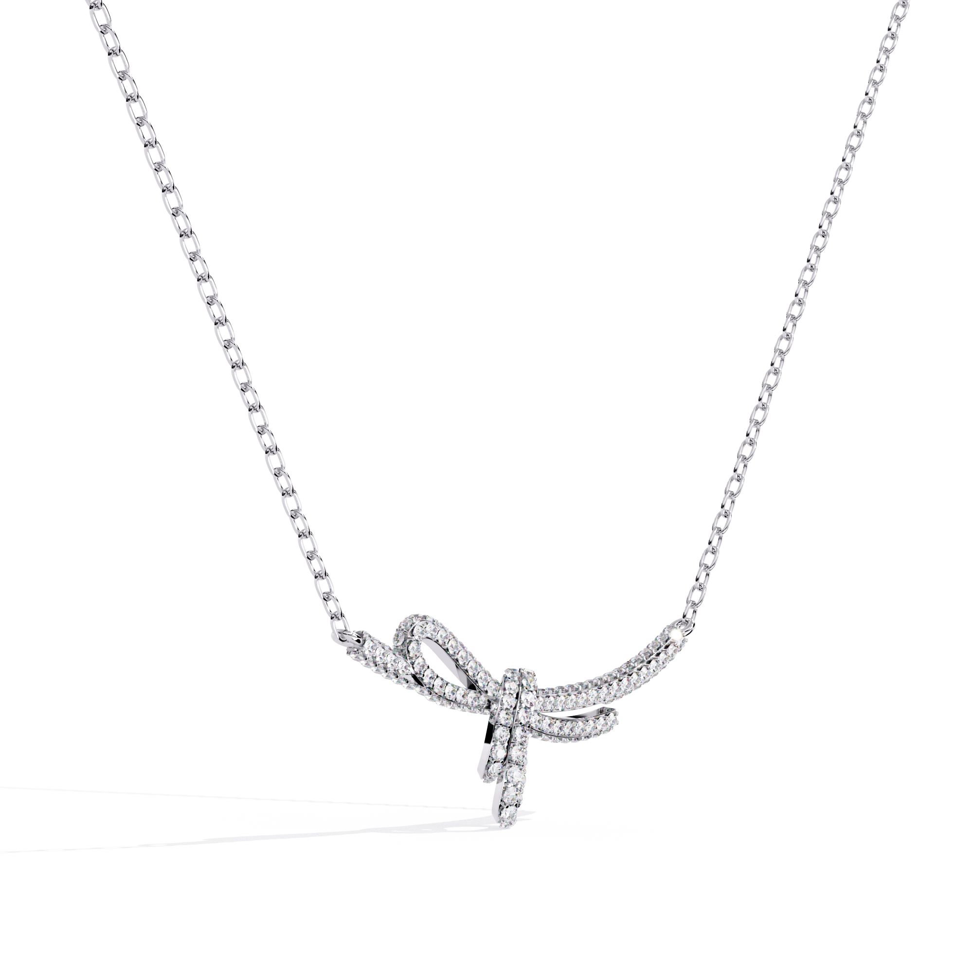 925 Sterling Silver Knot Necklace for Women – Dainty Bow Pendant with Cubic Zirconia, Adjustable Chain, Elegant Silver Jewelry Gift