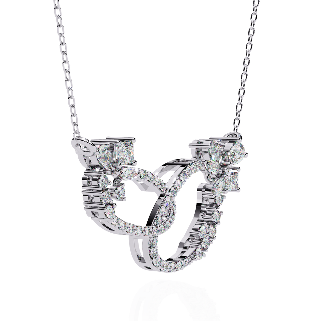 Eterna Diamond Infinity Loop Pendant Necklace Cubic Zirconia Stones | Adjustable Rhodium Plated Designer Jewelry Gift