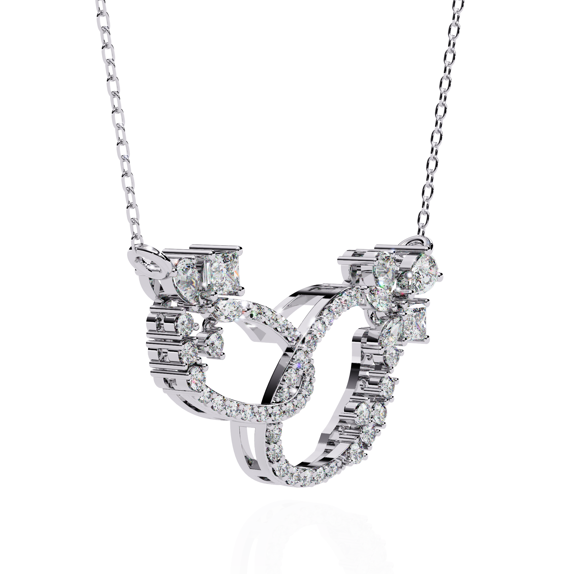Eterna Diamond Infinity Loop Pendant Necklace Cubic Zirconia Stones | Adjustable Rhodium Plated Designer Jewelry Gift