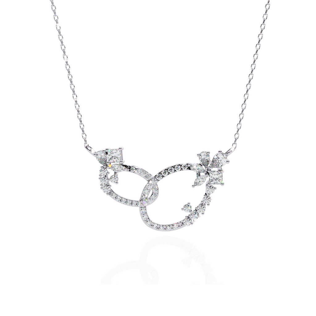 Eterna Diamond Infinity Loop Pendant Necklace Cubic Zirconia Stones | Adjustable Rhodium Plated Designer Jewelry Gift