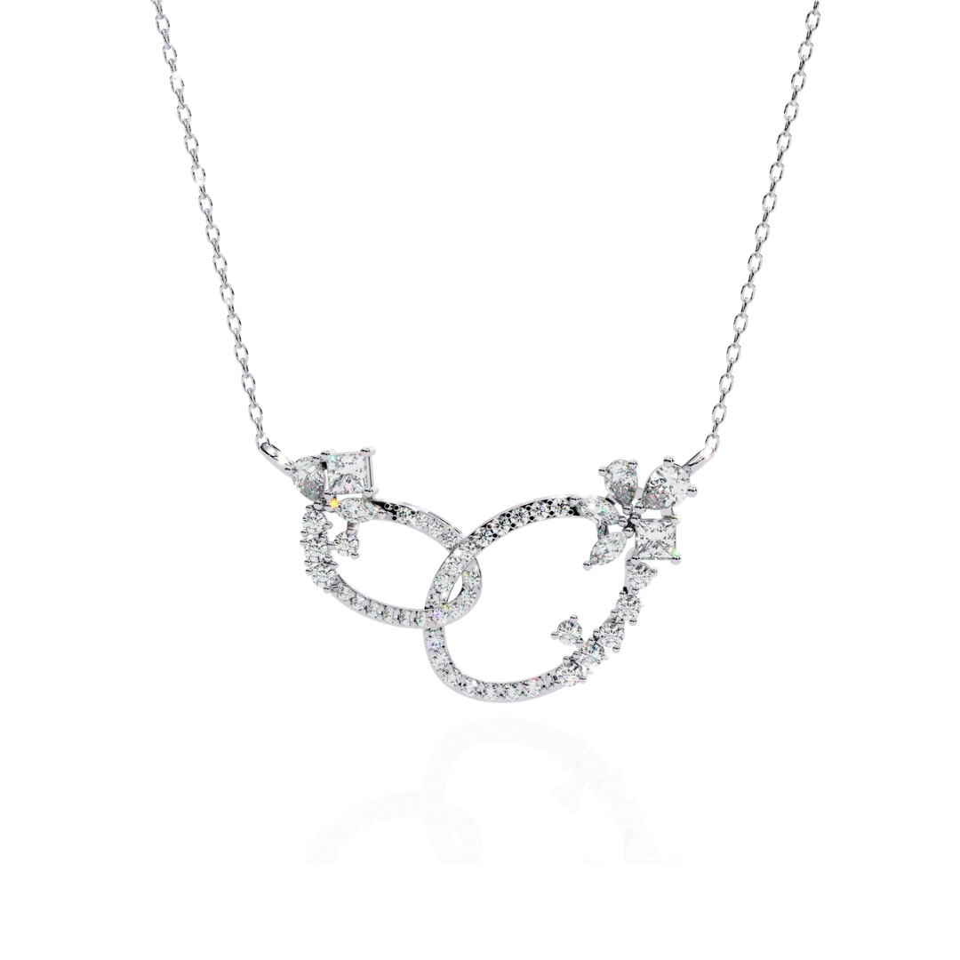 Eterna Diamond Infinity Loop Pendant Necklace Cubic Zirconia Stones | Adjustable Rhodium Plated Designer Jewelry Gift