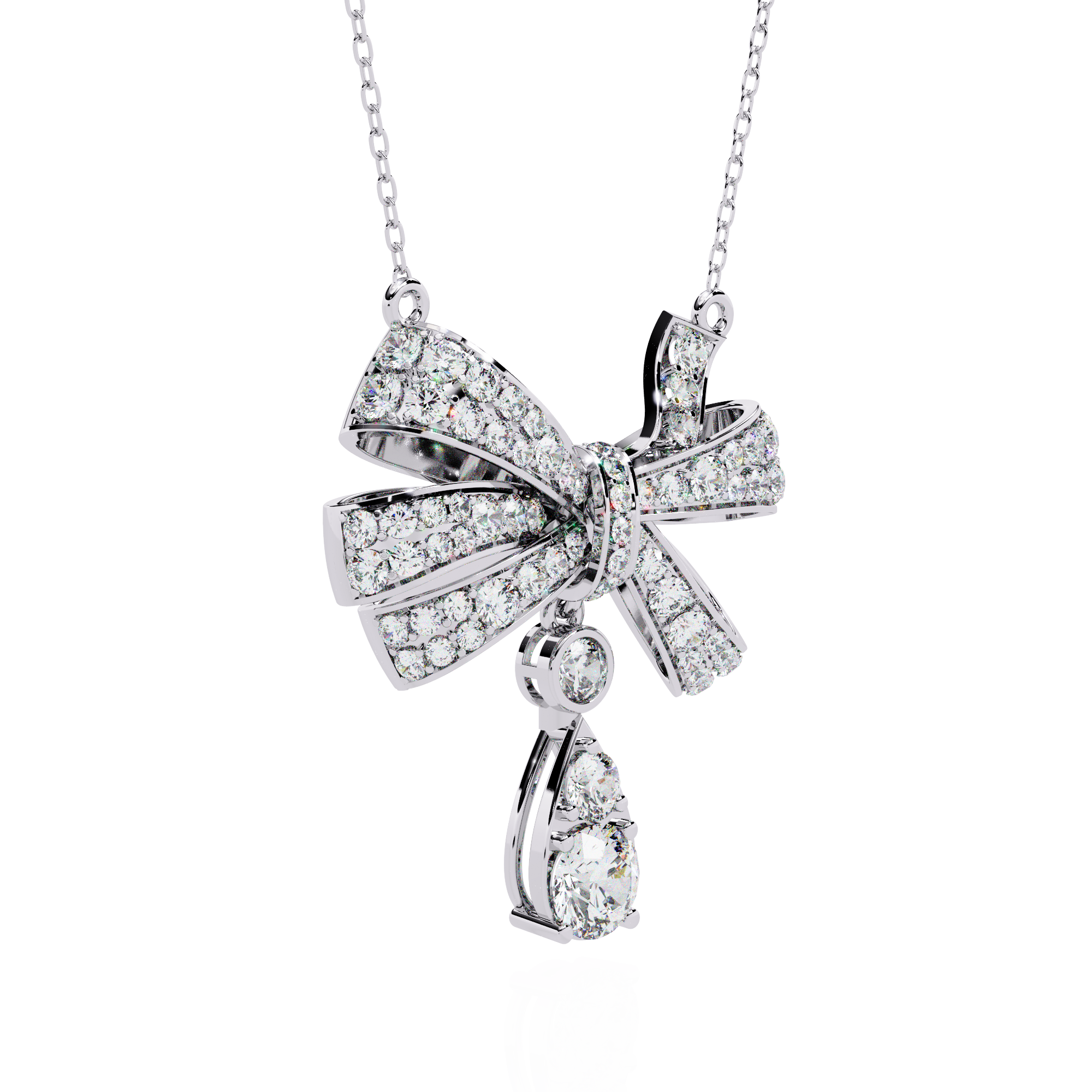 925 Sterling Silver Bow Pendant Necklace for Women with Cubic Zirconia – Elegant Jewelry Gift for Her