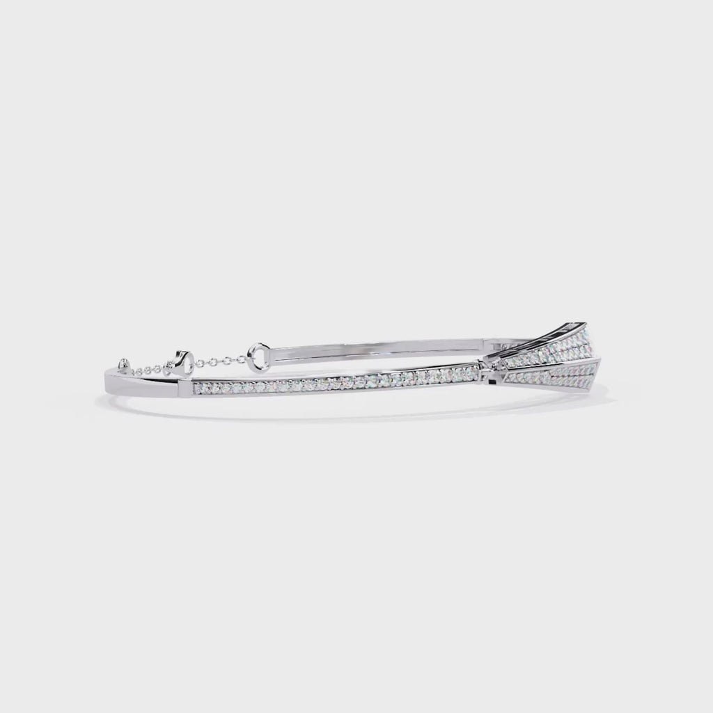 Eterna Radiant Sterling Silver Pave Bangle | Luxury Women’s Bracelet