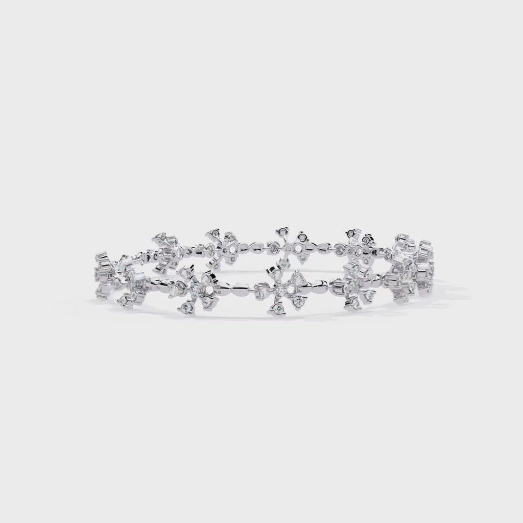 Sparkling Snowflake CZ Tennis Bracelet in 925 Sterling Silver Jewelry By Azuni & Company