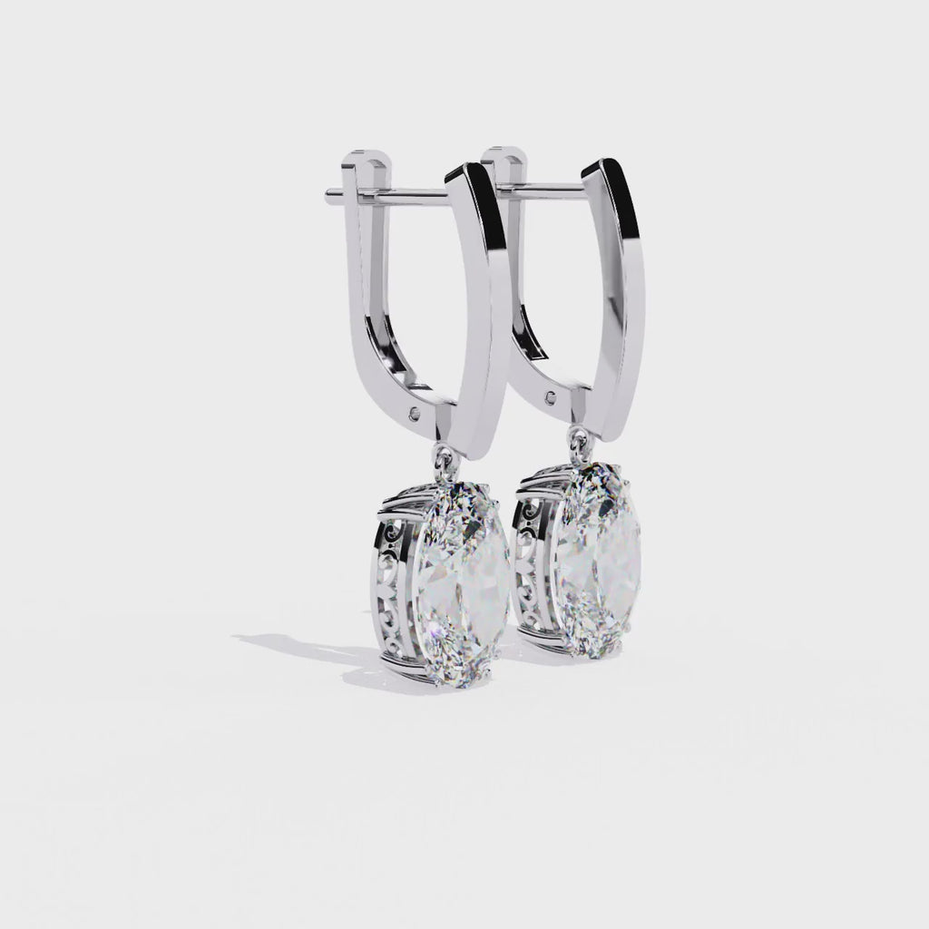Dazzling Sterling Silver Oval CZ Dangle Earrings Jewelry By Azuni & Company