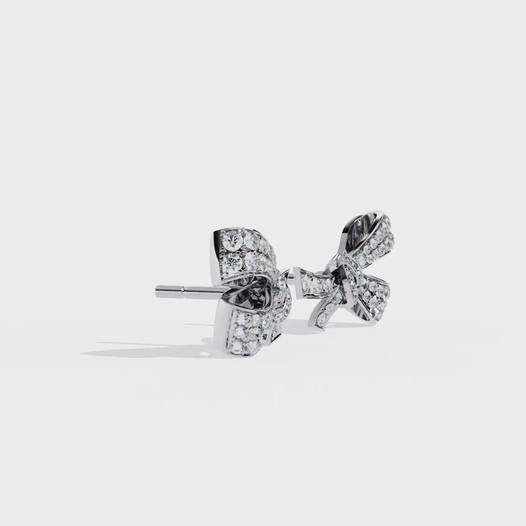Dazzling Bowtie Stud Earrings – Sterling Silver & CZ Diamond Look Jewelry By Azuni & Company