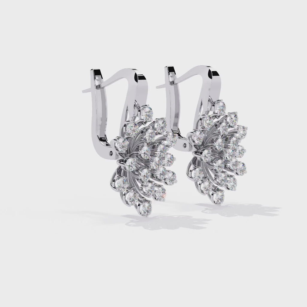 Snowflake Sparkle CZ Dangle Earrings in Sterling Silver Jewelry By Azuni & Company