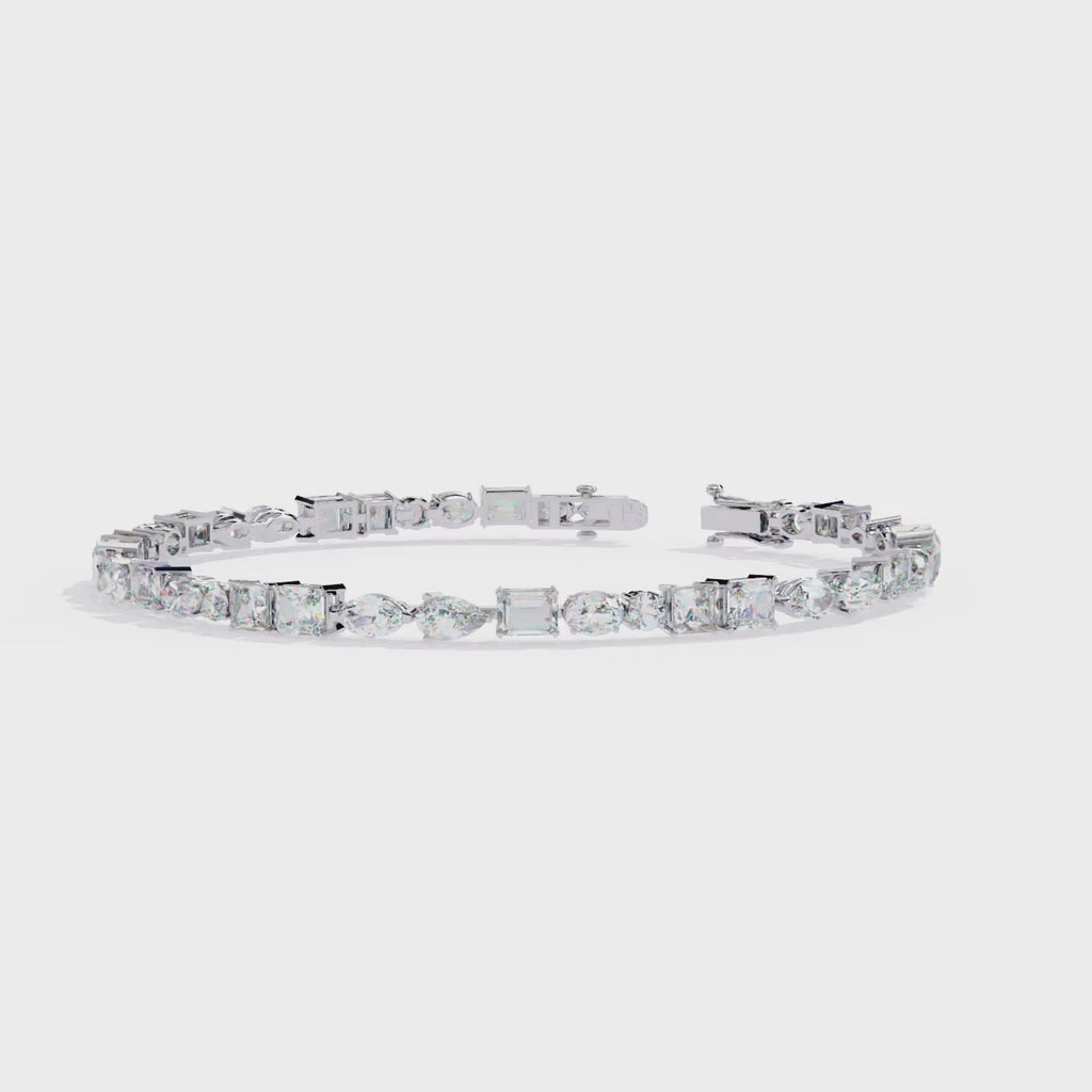 Dazzling Mixed-Shape CZ Tennis Bracelet in Sterling Silver Jewelry By Azuni & Company