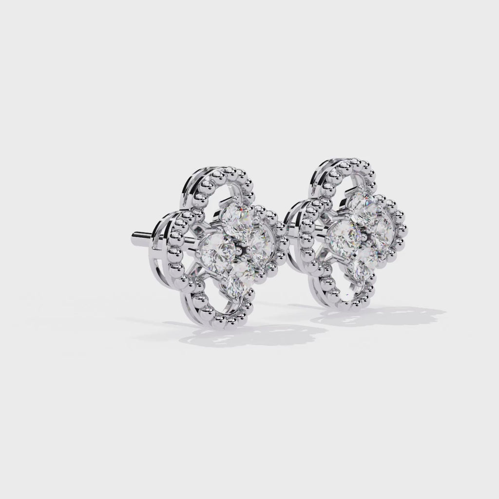 Sparkling Clover CZ Stud Earrings in 925 Sterling Silver Jewelry By Azuni & Company