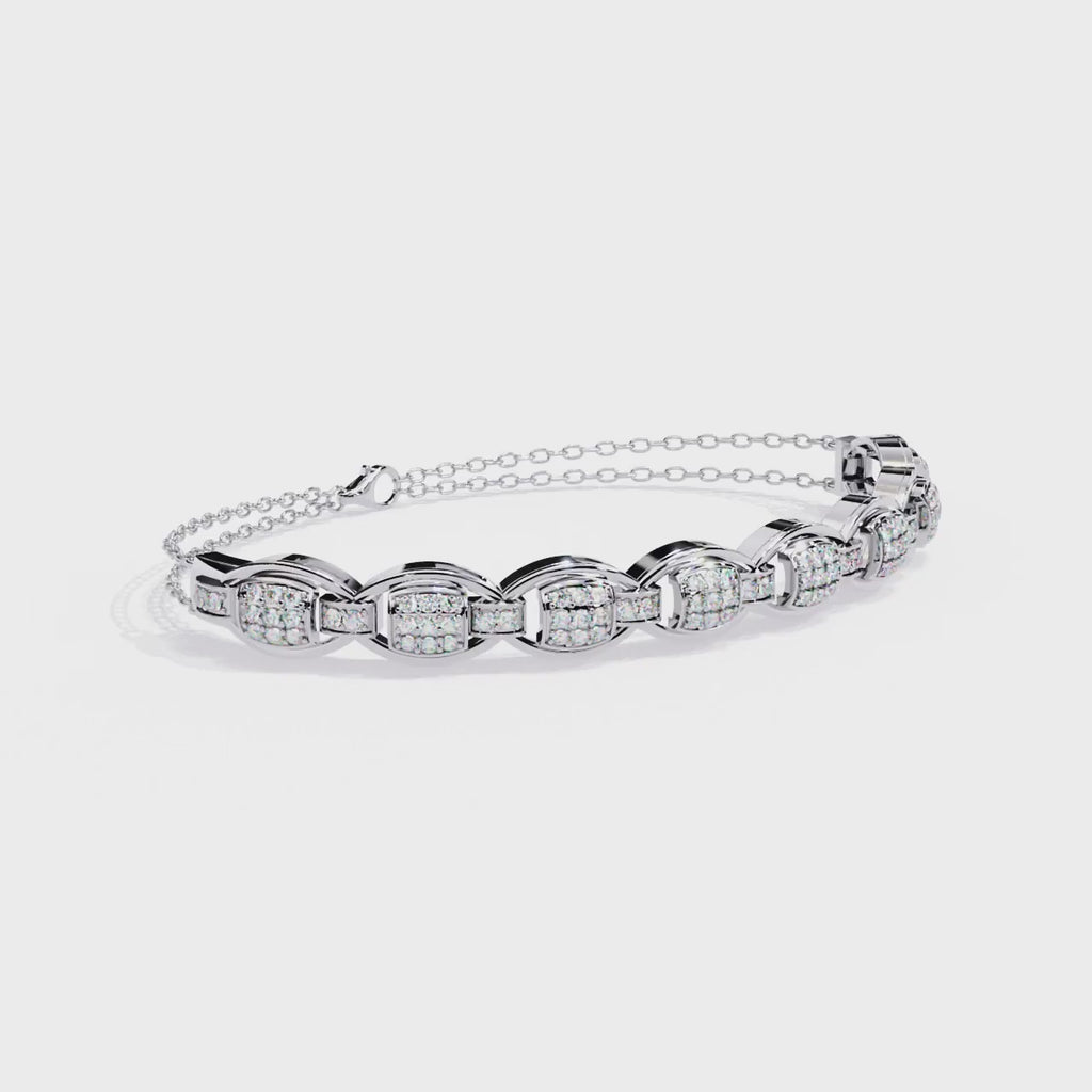 Sparkle with Elegance Sterling Silver & CZ Link Bracelet Jewelry By Azuni & Company