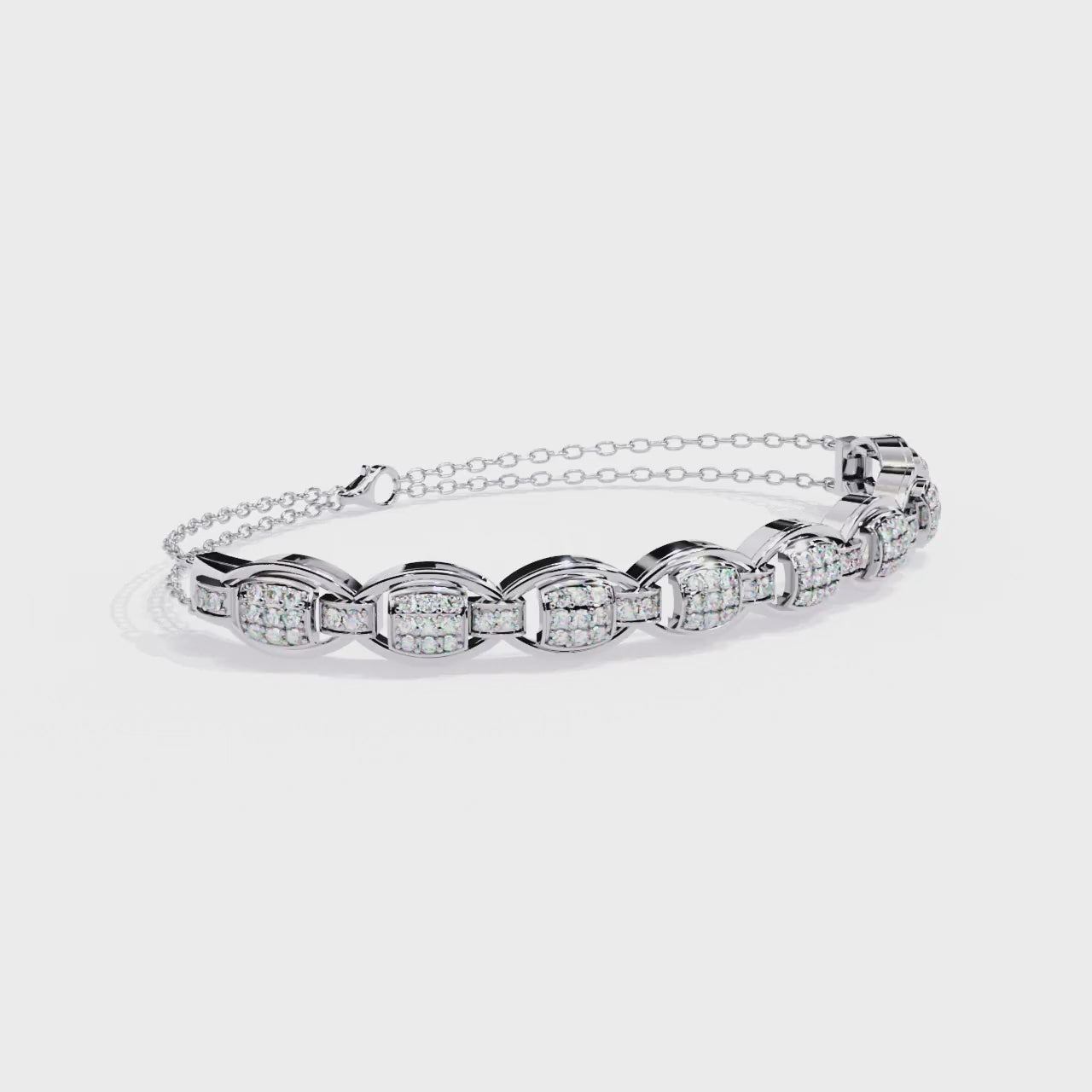 Sparkle with Elegance Sterling Silver & CZ Link Bracelet Jewelry By Azuni & Company