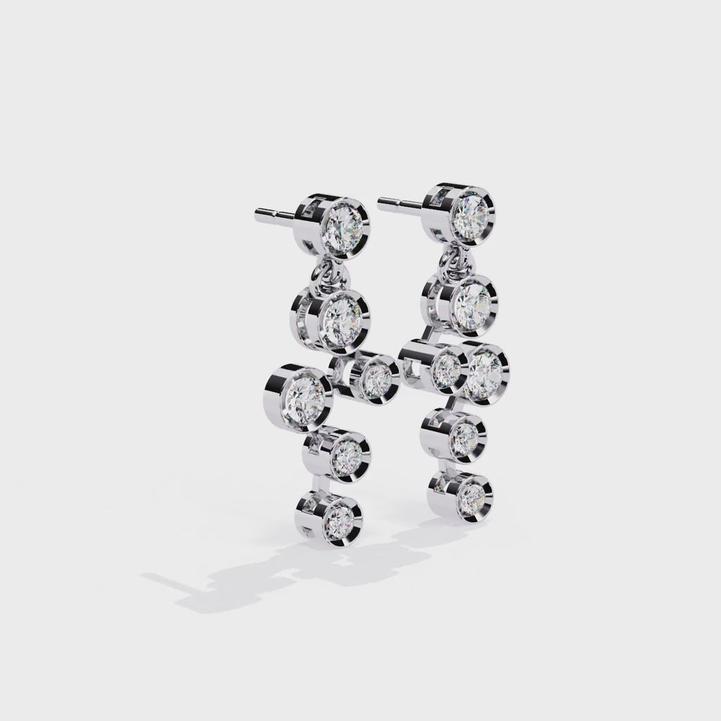 Stellar Cascades: CZ Diamond Dangle Earrings in 925 Sterling Silver Jewelry By Azuni & Company