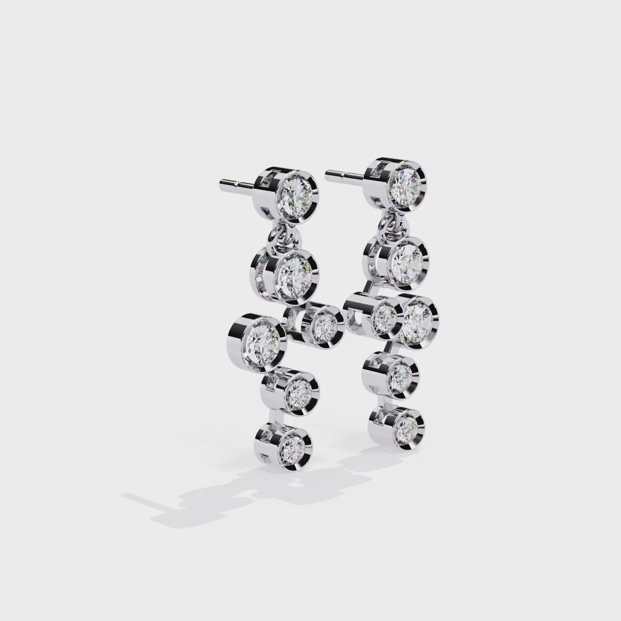 Stellar Cascades: CZ Diamond Dangle Earrings in 925 Sterling Silver Jewelry By Azuni & Company