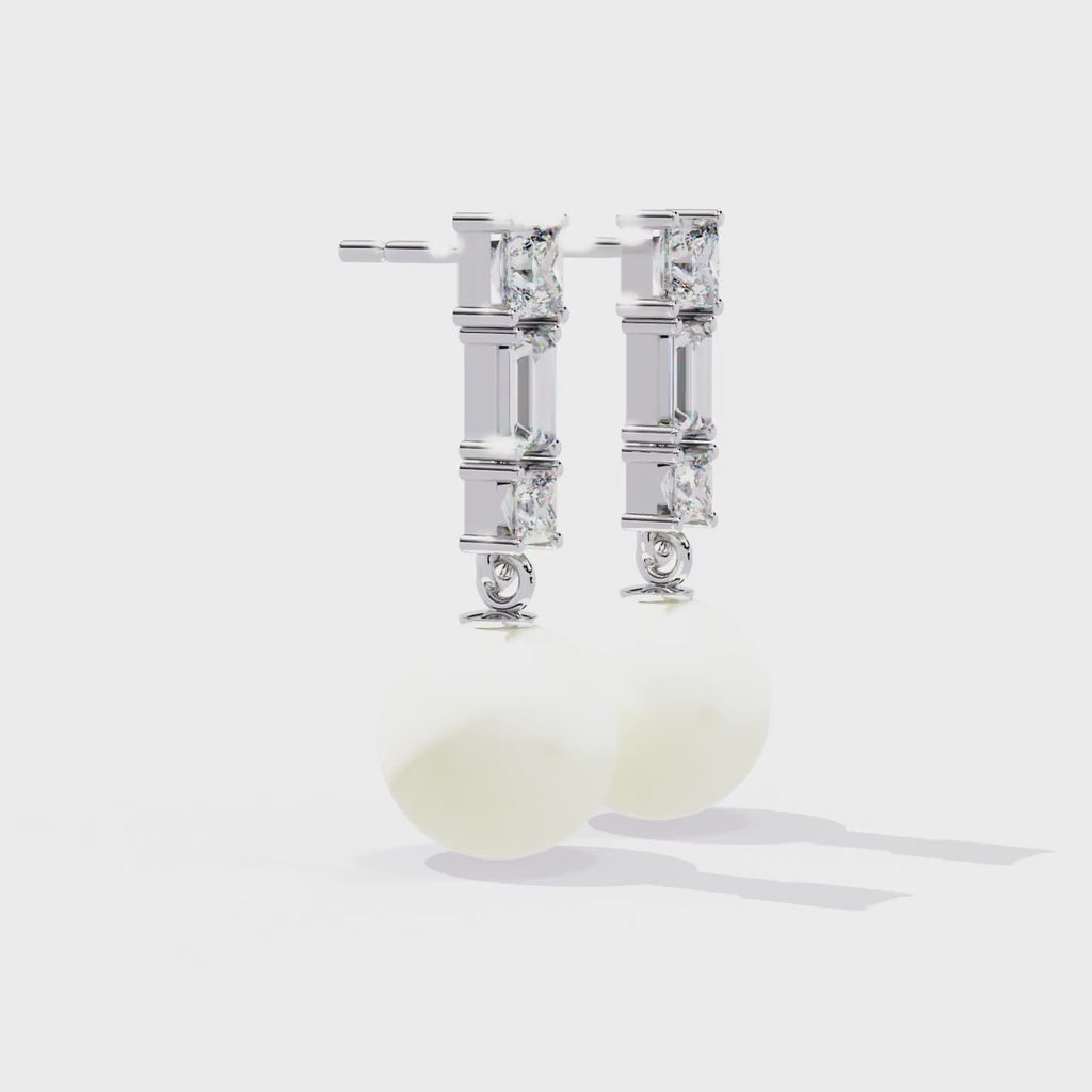 Timeless Elegance: Sterling Silver and CZ Pearl Drop Earrings Jewelry By Azuni & Company