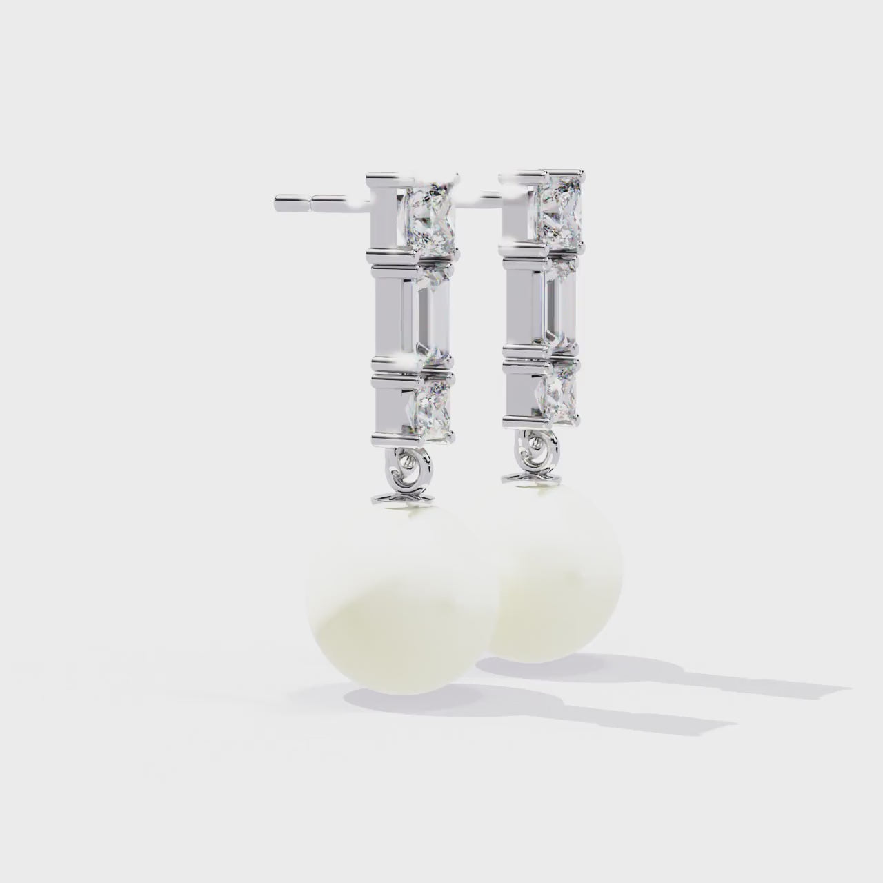 Timeless Elegance: Sterling Silver and CZ Pearl Drop Earrings Jewelry By Azuni & Company