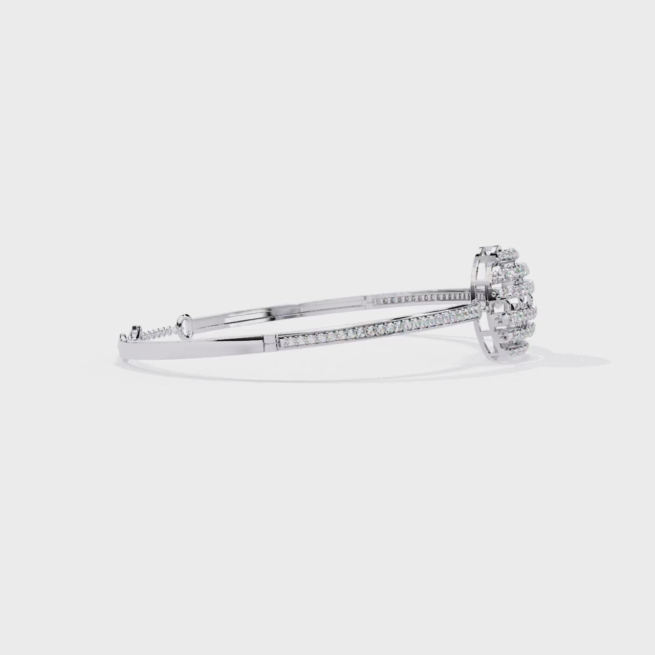Sphere Cubic Zirconia Bangle Bracelet: Baguette Design